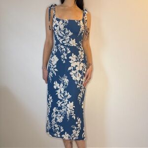 Reformation Blue and White Midi Dress (4)